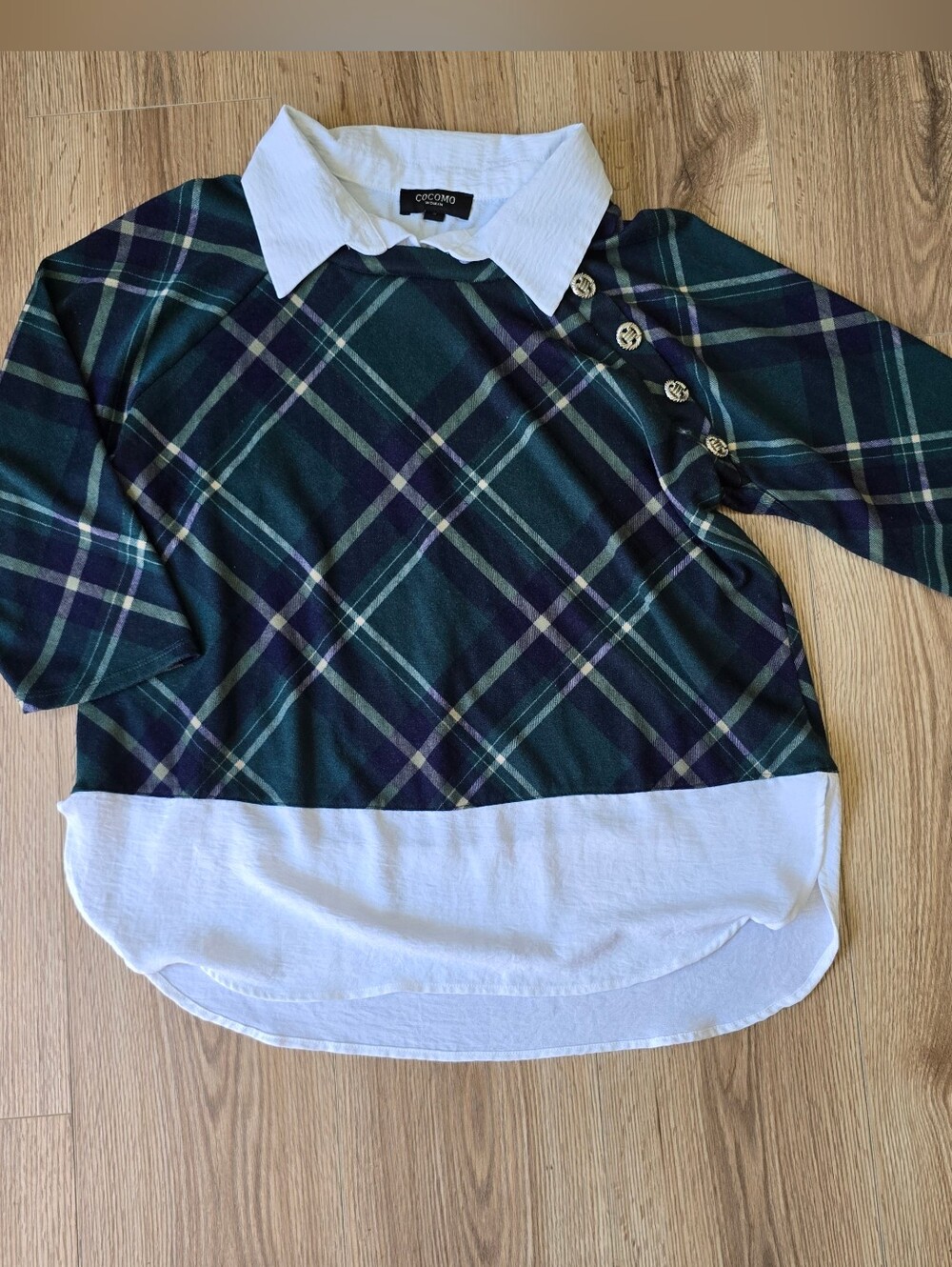 Cocomo Womens Shirt 3/4 Sleeve Collared